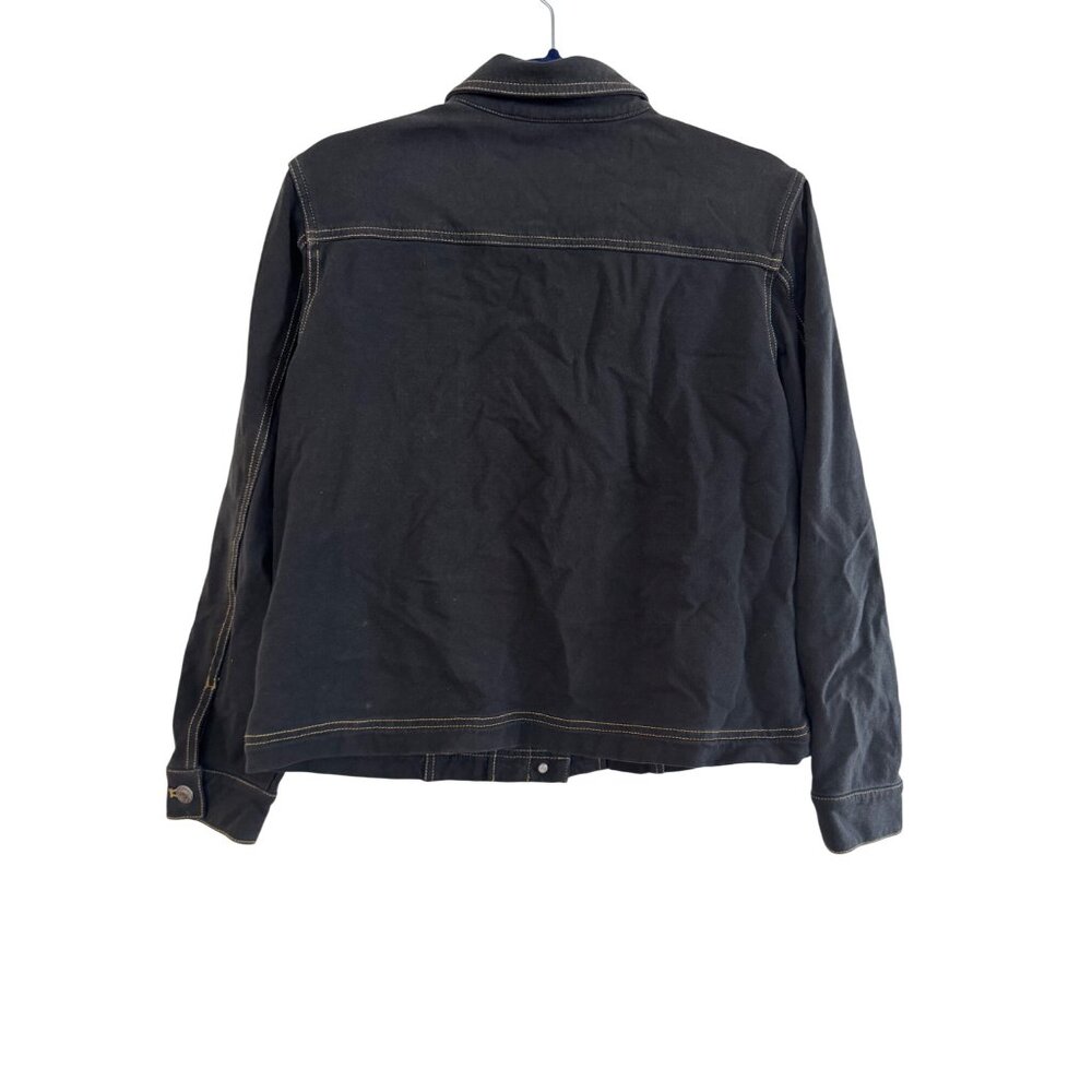 Vintage 90s Coldwater Creek Black Denim Jacket PM With Contrast Stitching - Picture 3 of 3
